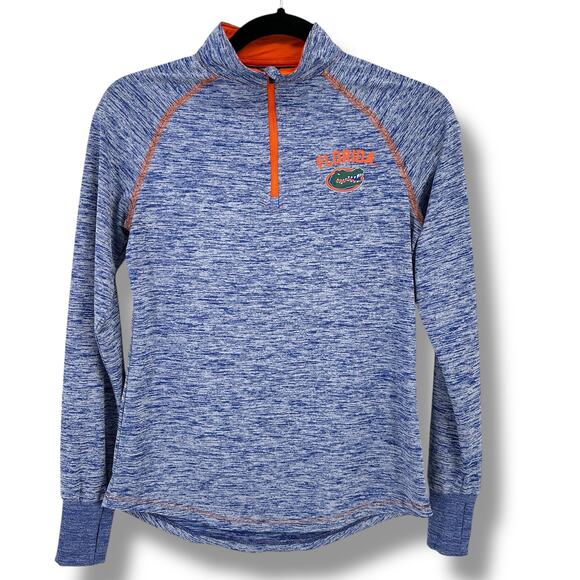 UF University Of Florida Gators Heather Blue 1/4 Zip Shirt Womens Size Small - Picture 1 of 4